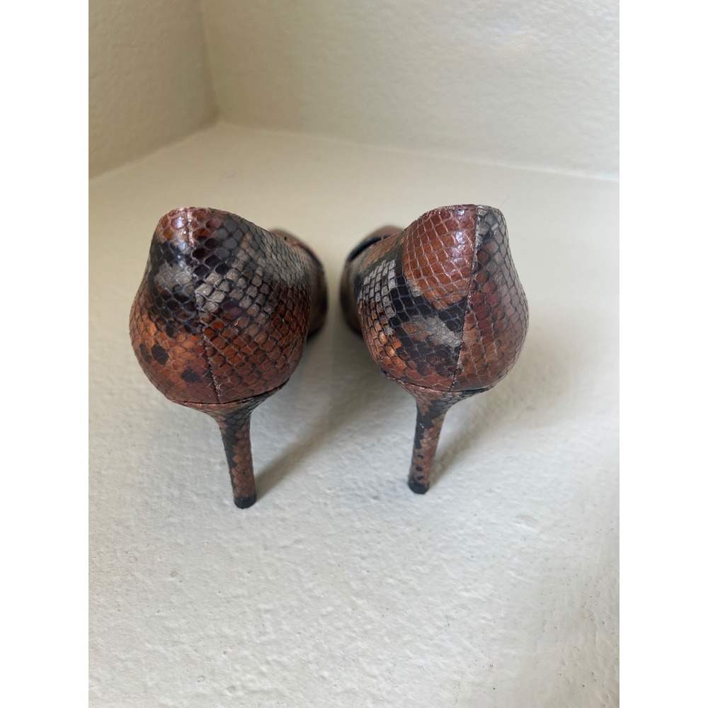Aquatalia Melina Snake Embossed Leather Pumps Cognac Black Made in Italy SZ 8.5‎ - Picture 4 of 7
